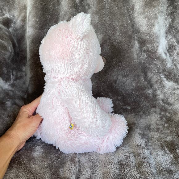 Build A Bear Pink Bear Plush Brown Feet Ears w/ Heart Nose Stuffed Toy Valentine - Picture 4 of 9